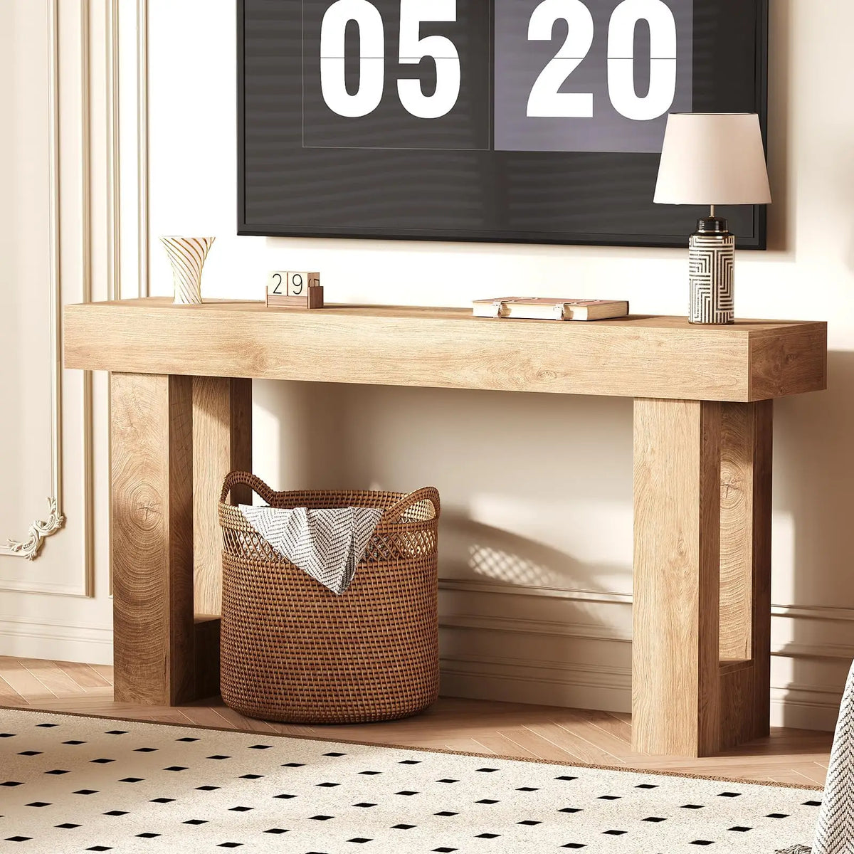 HiMiss Modern Wooden Console Table for Living Room Sofa