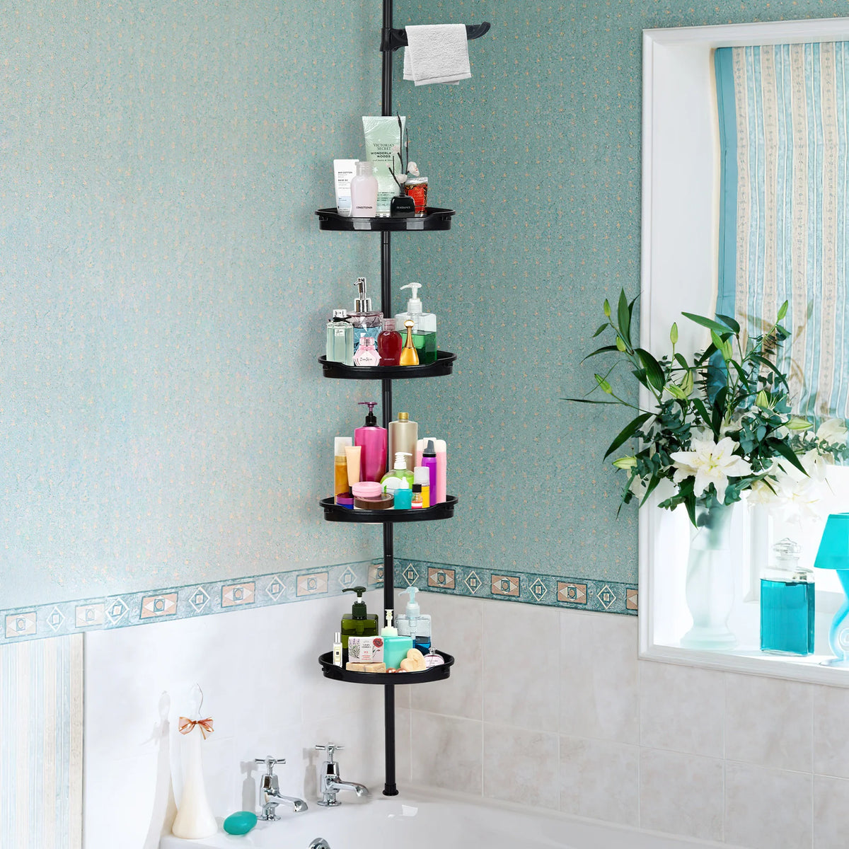 HiMISS Four Tier Corner Shower Caddy Adjustable Bathroom Storage Rack