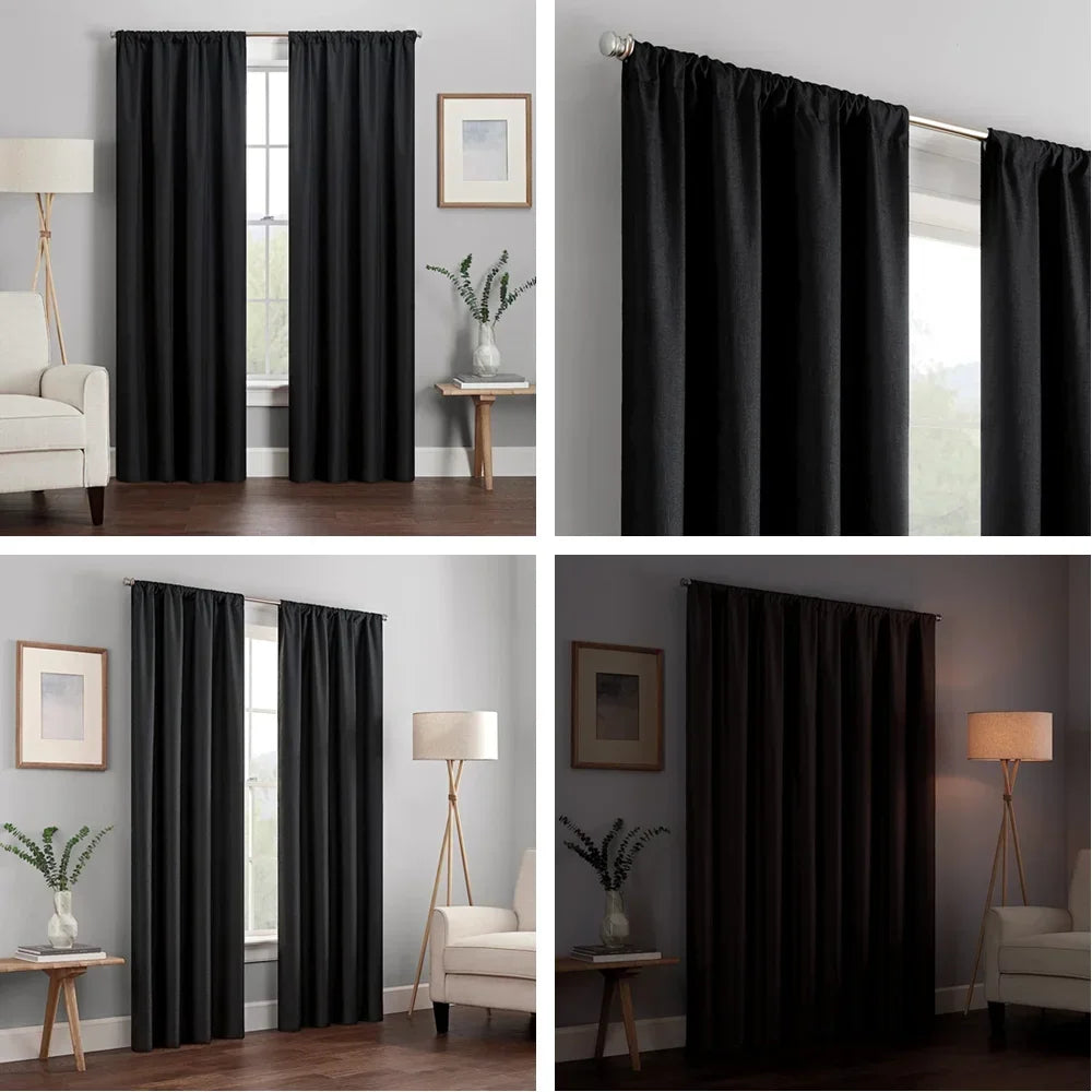 Thermal Insulated Grommet Blackout Curtain Panels For Home