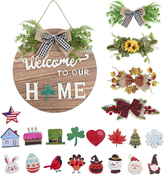 Interchangeable Welcome Home Sign Round Wall Art Decoration