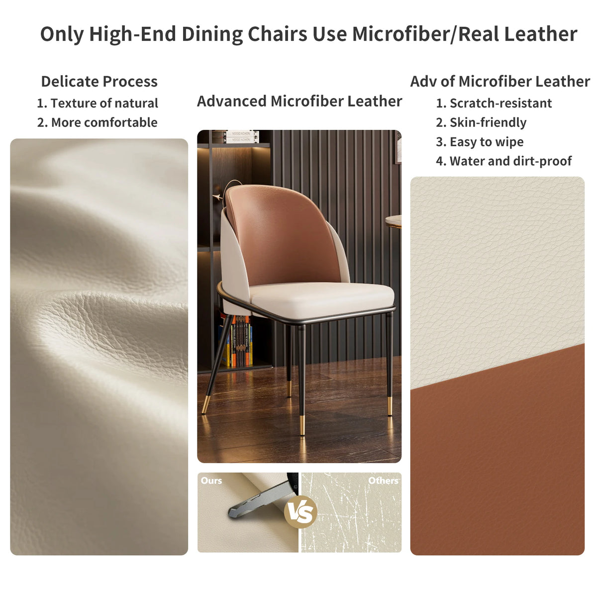 Modern Faux Leather Padded Dining Chairs Set Of Two