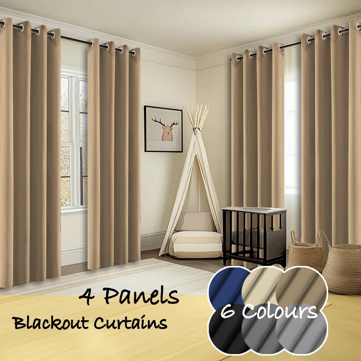 Polyester Thermal Insulated Blackout Curtains Ring Top