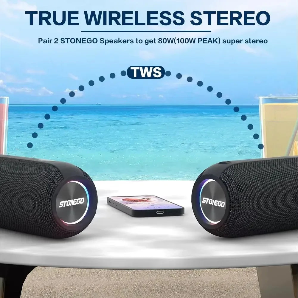 Stonego Portable Bluetooth Speakers With Tws And Rich Bass