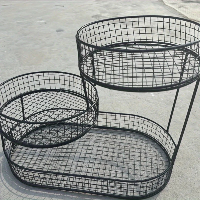 Stainless Steel Multilayer Fruit Basket Round Metal Display Rack
