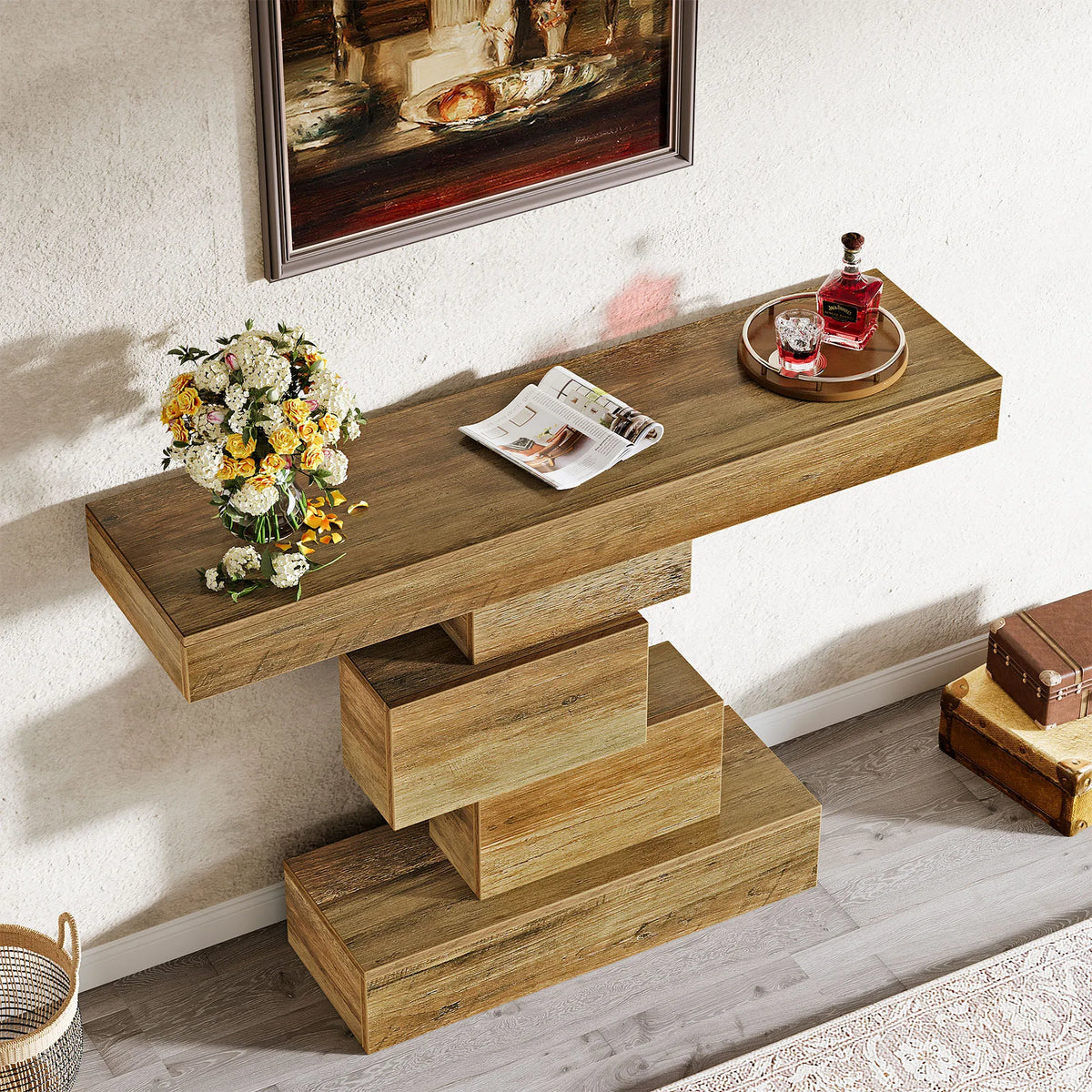 Tribesigns Farmhouse Console Table For Living Room Home Decor