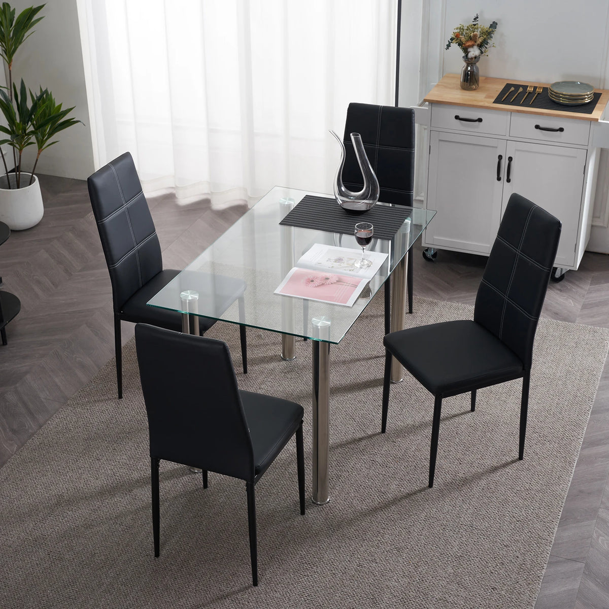 Modern Synthetic Leather High Backrest Dining Chairs