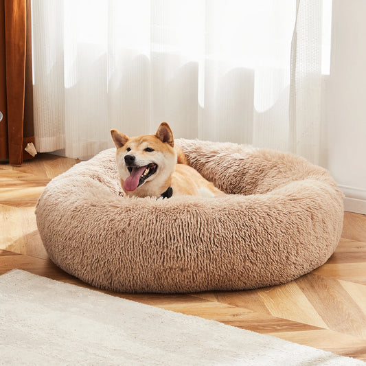 JHK Calming Washable Plush Faux Fur Dog Bed Non Slip