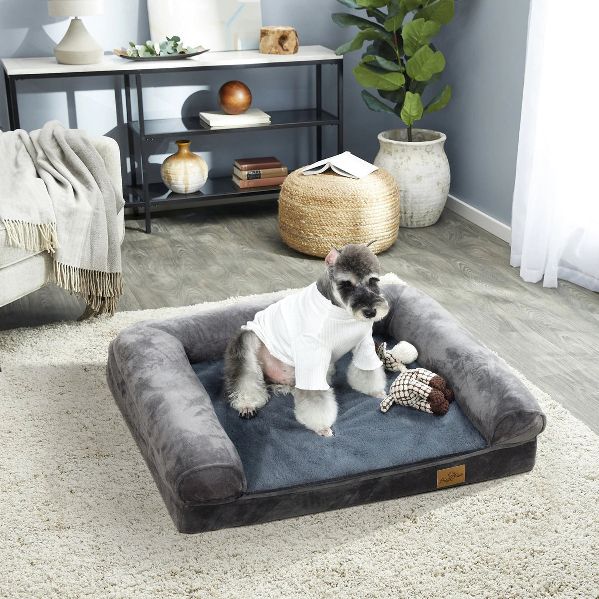 Waterproof Bolster Dog Sofa Bed With Removable Washable Cover