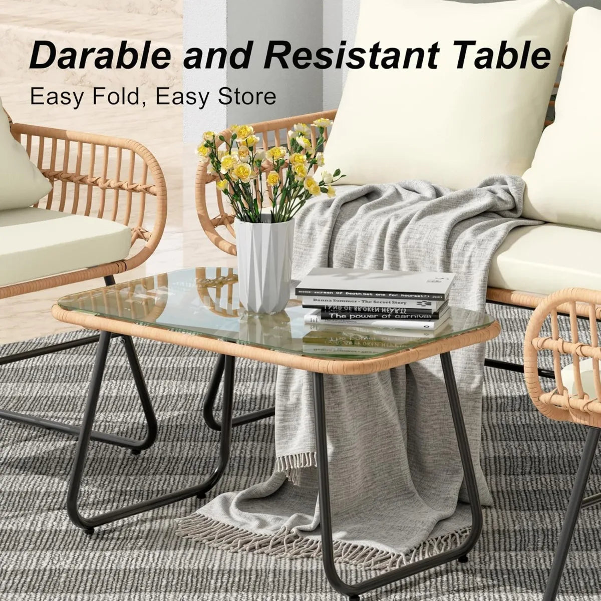 XIUWO All Weather Rattan Outdoor Patio Furniture Set With Cushions