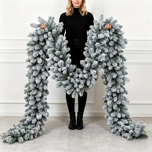 Artificial Snowy Pine Garland for Christmas Holiday Home Decor