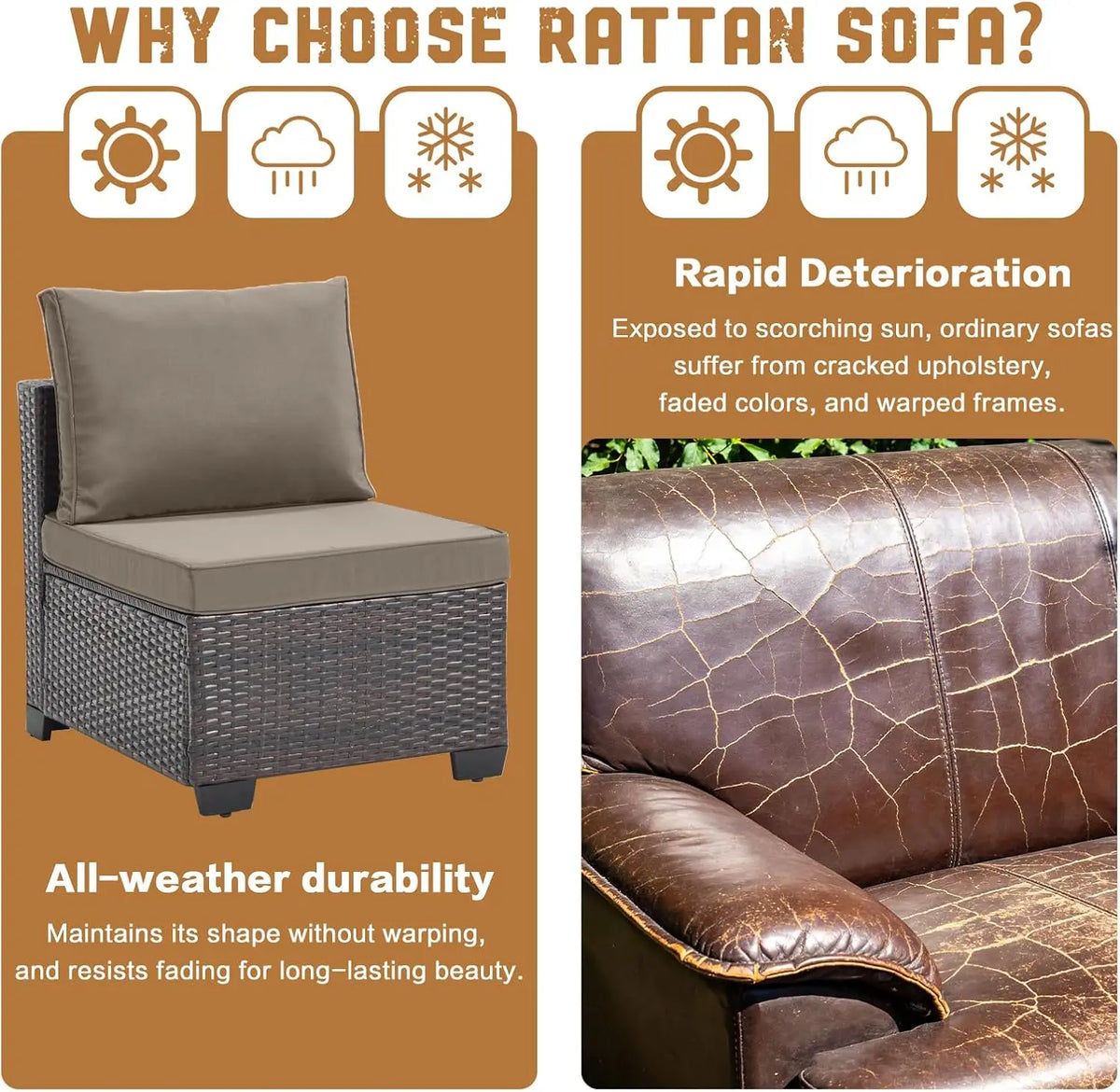 All Weather Outdoor Patio Furniture Set With Rattan Wicker Frame