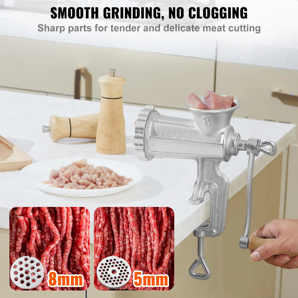 SucceBuy Manual Heavy Duty Cast Iron Meat Grinder Table Clamp