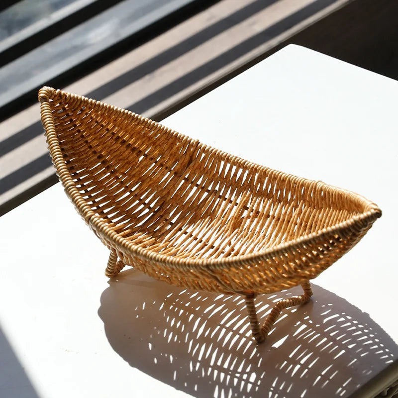 Nordic Imitation Vine Woven Plastic Storage Basket For Home