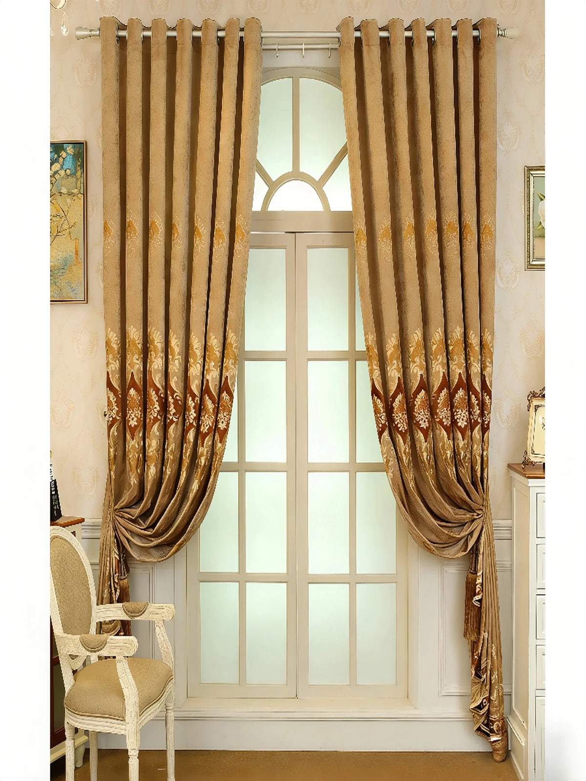 Luxury Embroidered Chenille Light Blocking Window Curtains