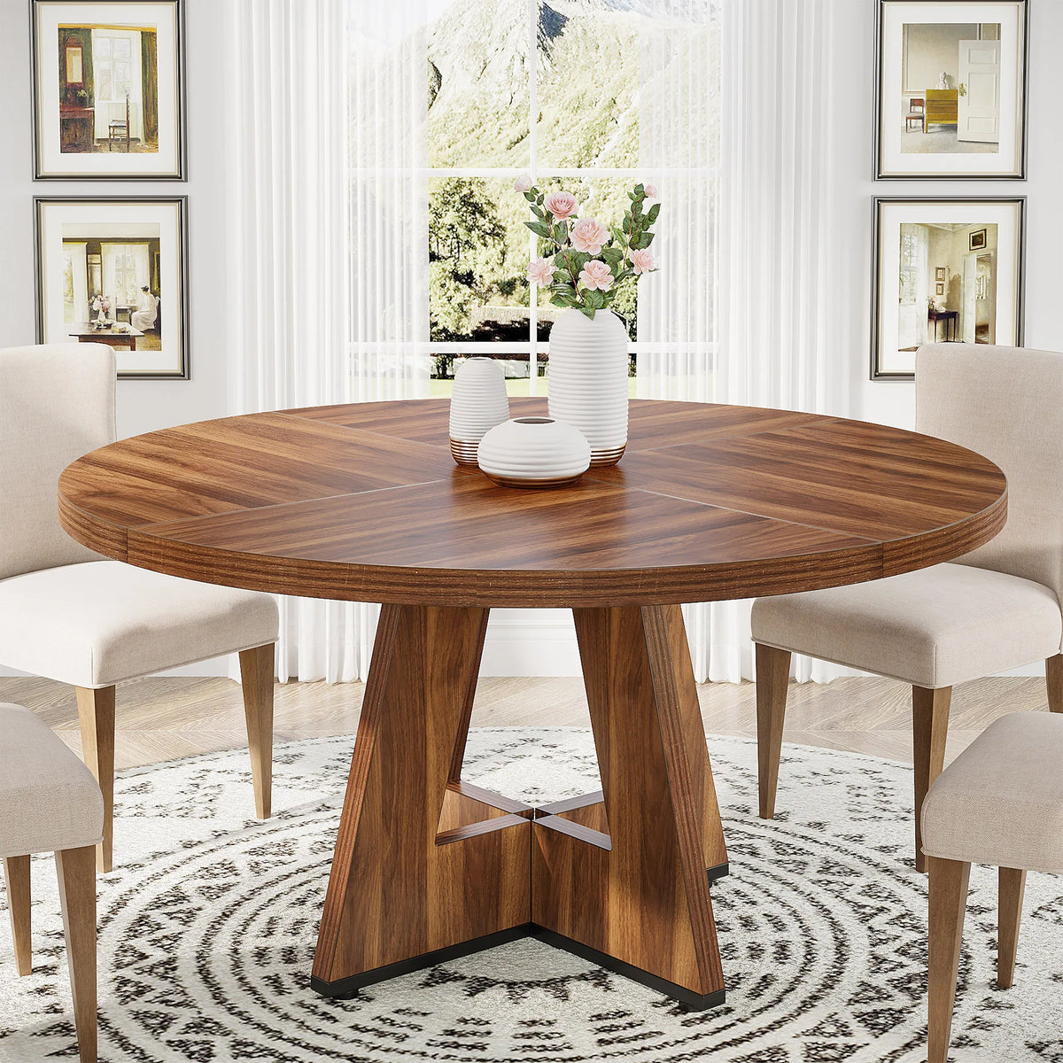 Tribesigns Round Dining Table Farmhouse Kitchen Table Home Furniture