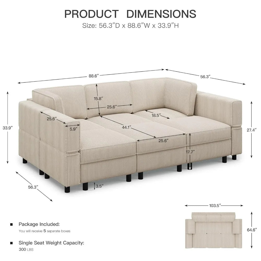 Xiaolang Modular Sectional Sofa With Deep Storage And Memory Foam