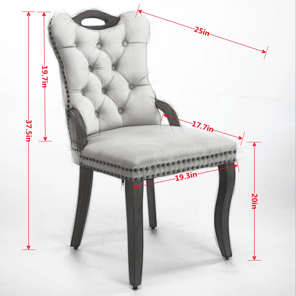 Tufted Dining Chairs With Metal Frame And Wooden Handles