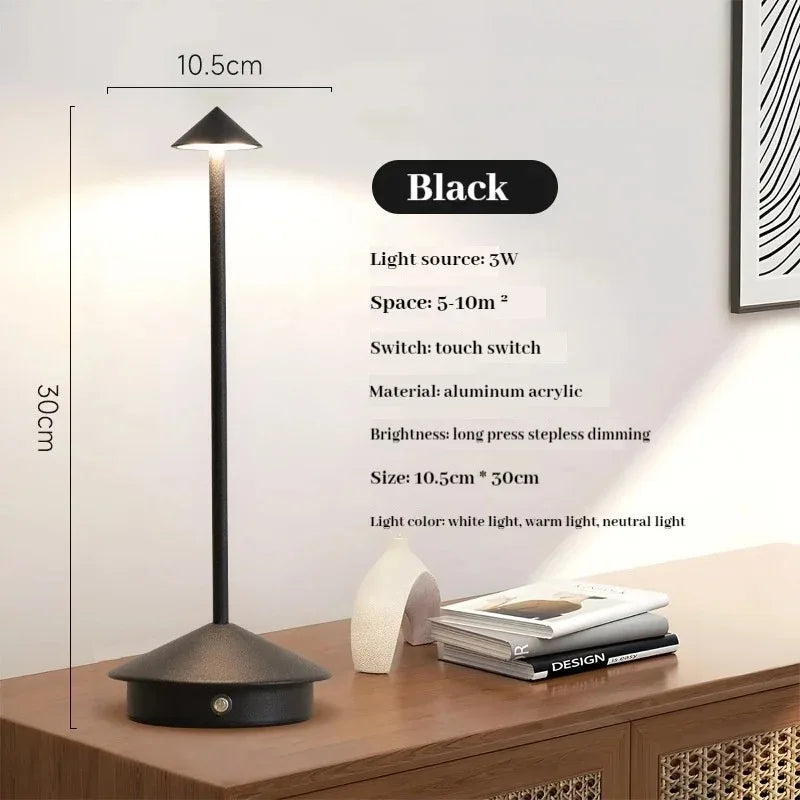 GGbingo Wireless Rechargeable LED Bedside Lamp Touch Control Desk Light