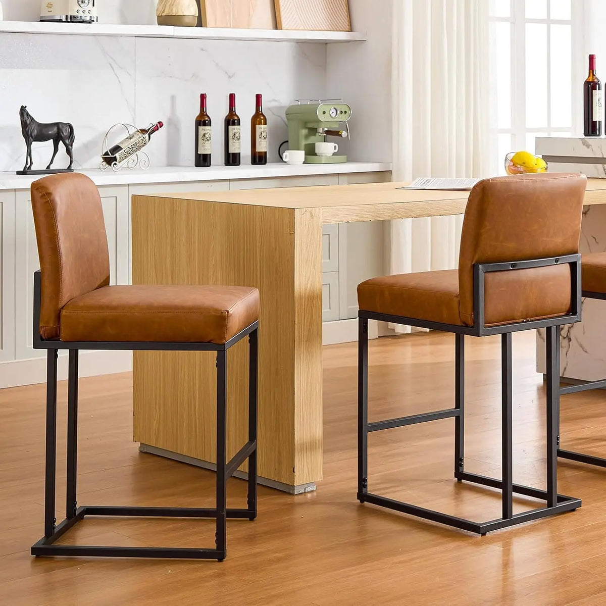 HiMISS Back Bar Stools Kitchen Island Dining Room Cafe Set