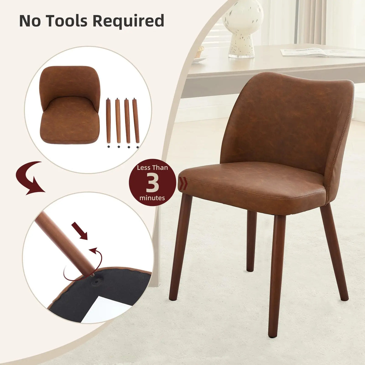 Modern Linen Upholstered Dining Chairs With Ergonomic Backrest