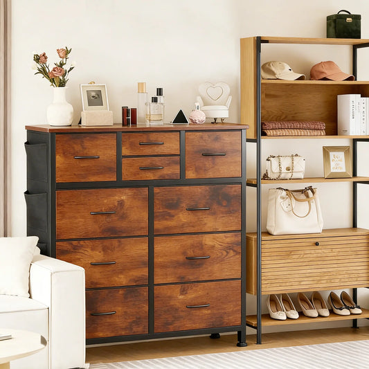 JHK Modern Minimalist 10 Drawers Metal Frame Storage Organizer