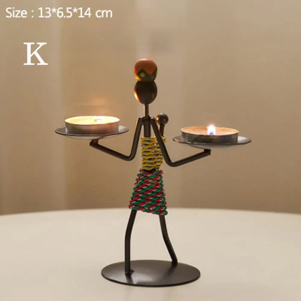 Foundtwo Nordic Metal Abstract Character Candle Holder Home Decor