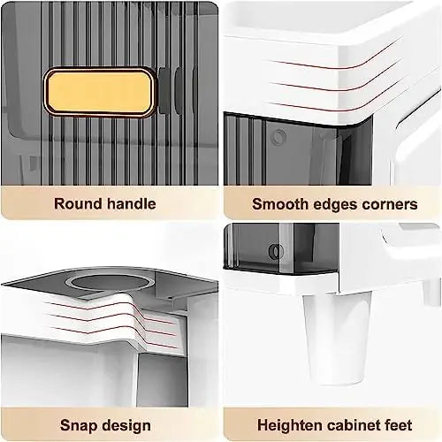 Four Tier Ultra Slim Plastic Bathroom Storage Cabinet