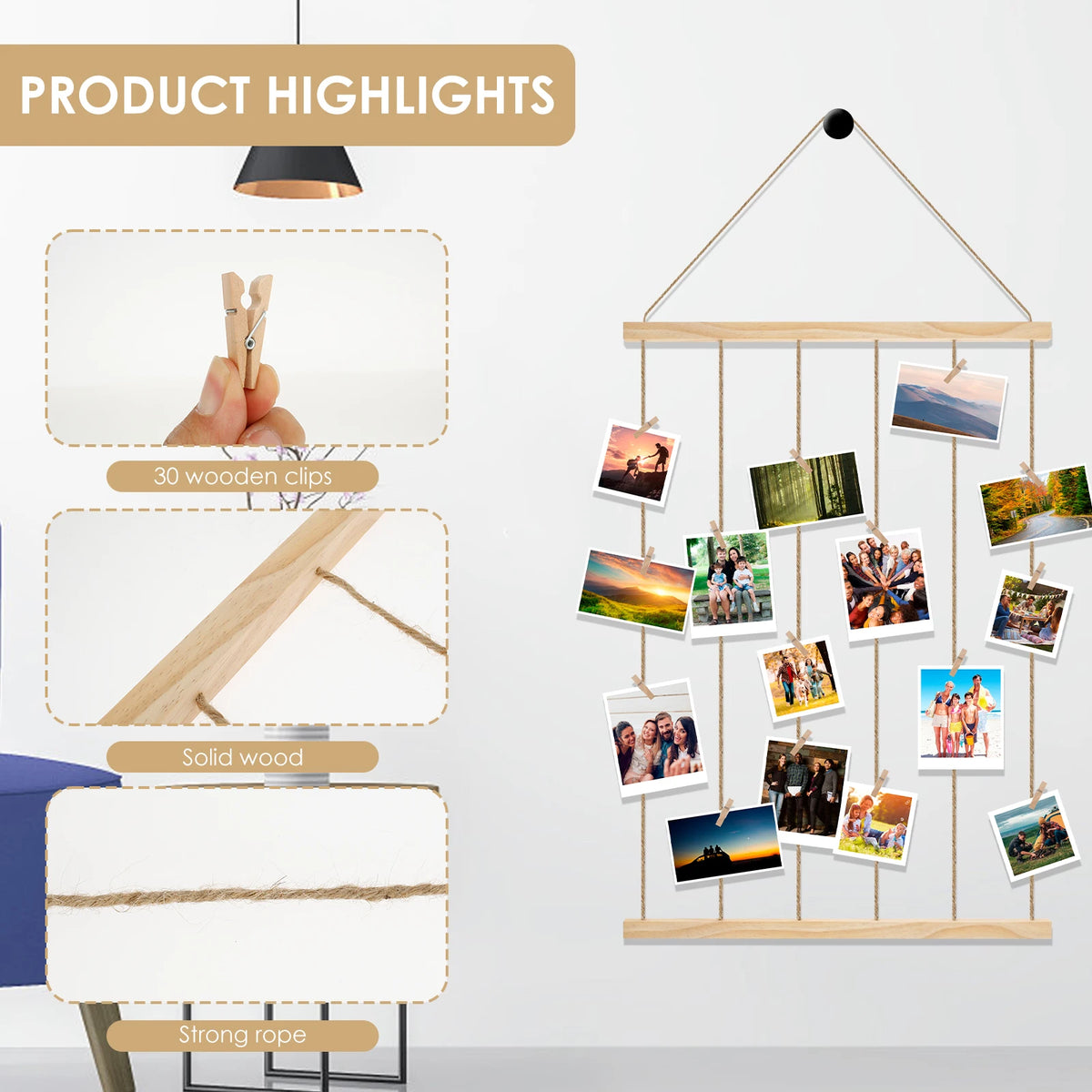 Wooden Collage Picture Frame For Hanging Multiple Wall Photos