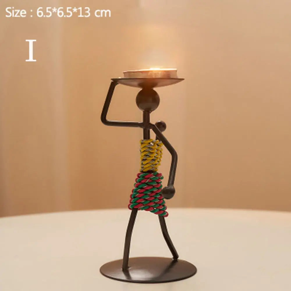 Foundtwo Nordic Metal Abstract Character Candle Holder Home Decor