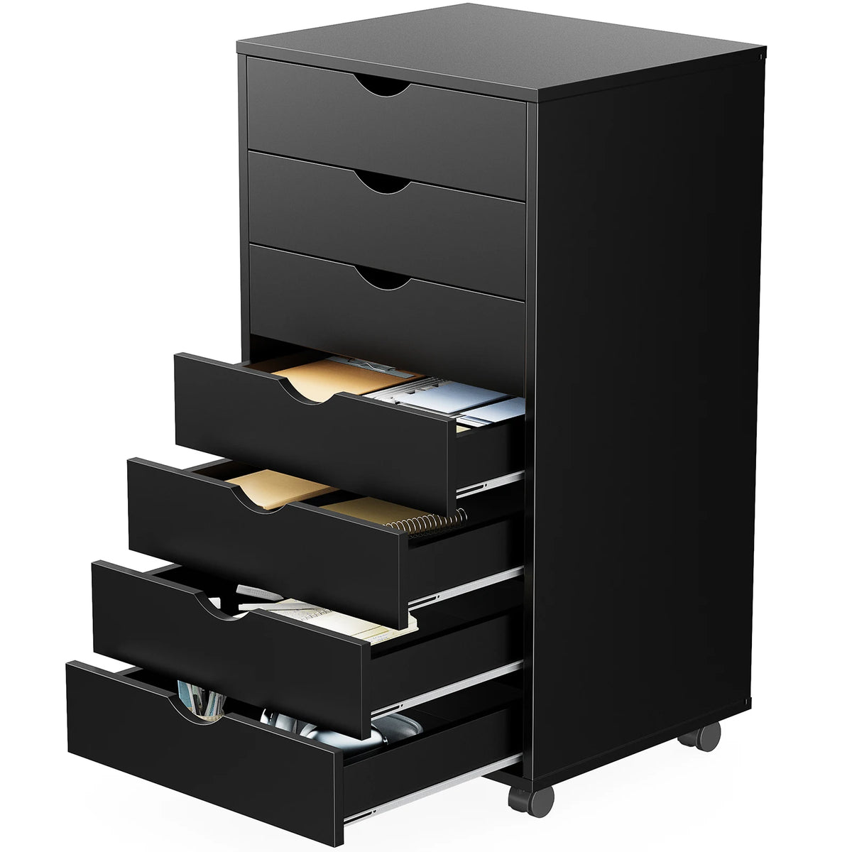 Jhk Wooden Seven Drawer Rolling Storage Cabinet Bedside Nightstand