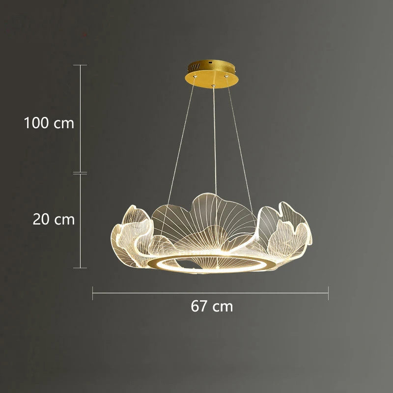 Qyartistry Dimmable Lotus Leaf LED Chandelier for Living Room