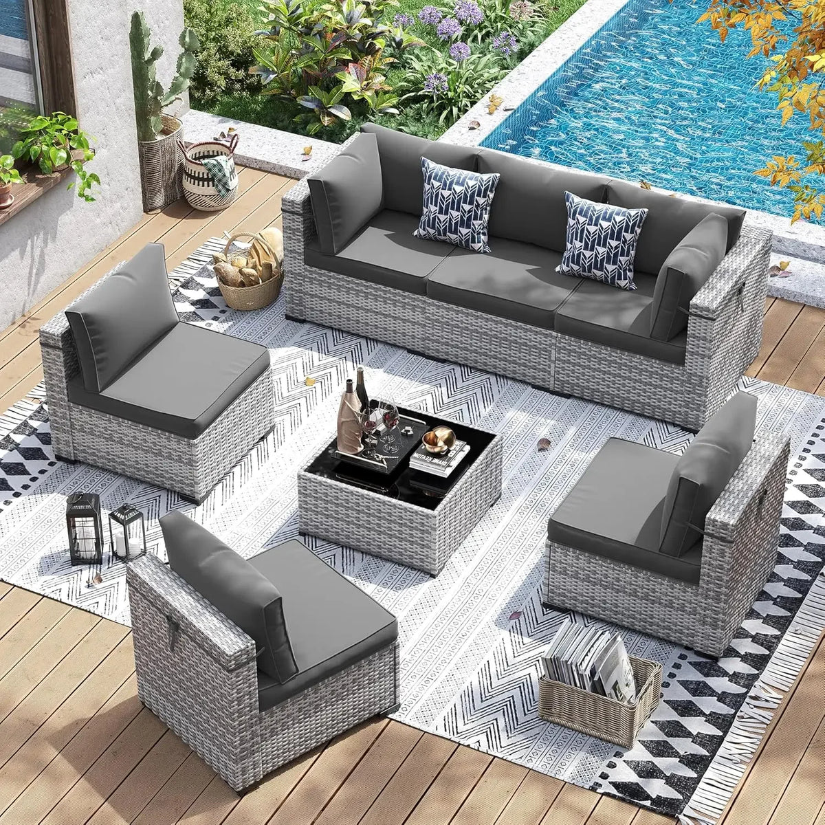 Modern Outdoor Wicker Patio Conversation Furniture Set
