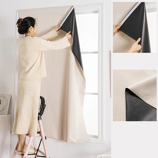 Self Adhesive Blackout Window Curtains For Bedroom Privacy Sunshade