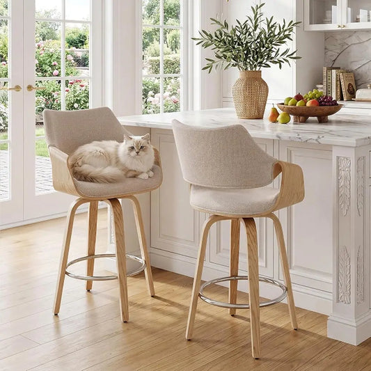 Lism Modern Barrel Swivel Counter Stools With Backrests