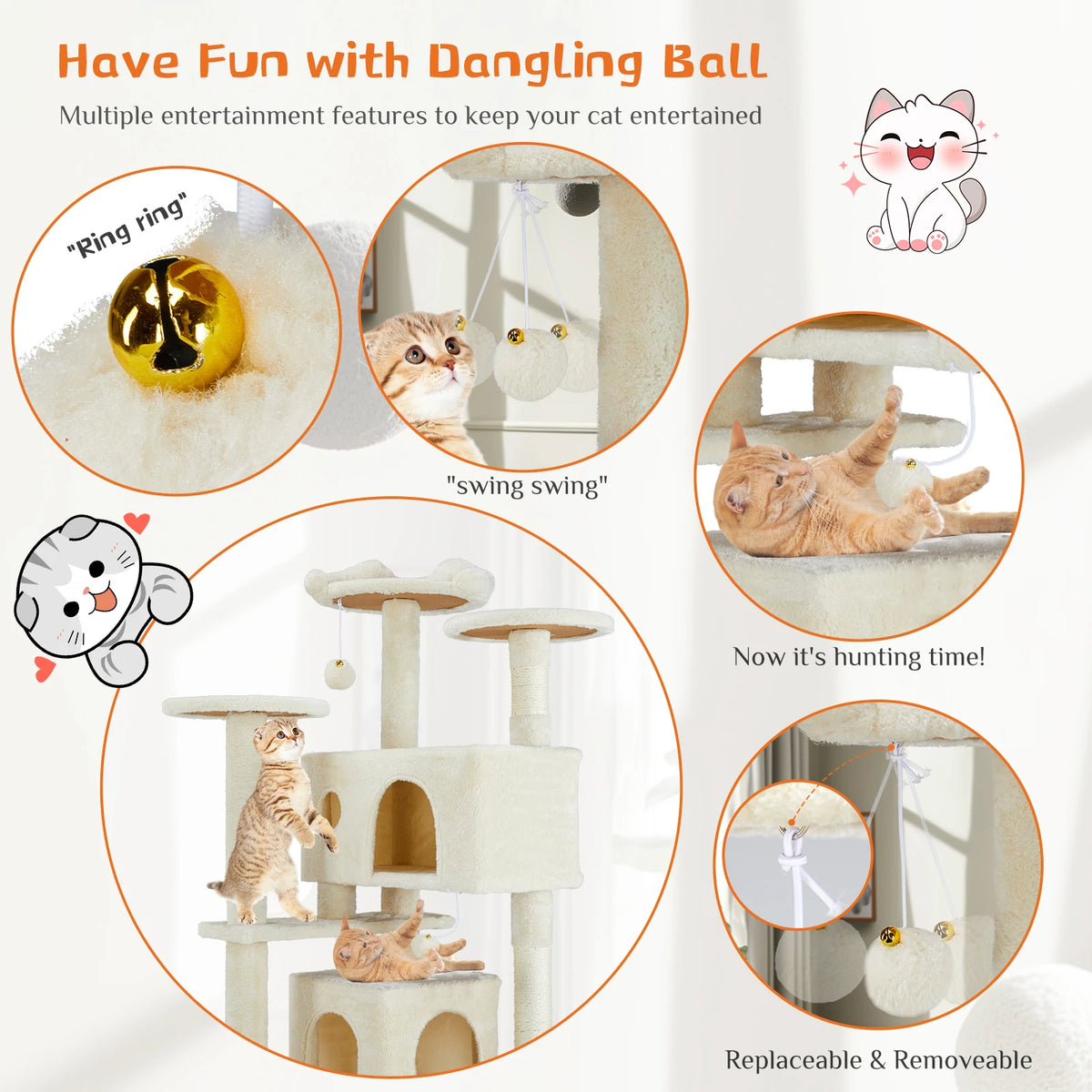 JHK Multi Level Cat Tree With Sisal Scratching Post