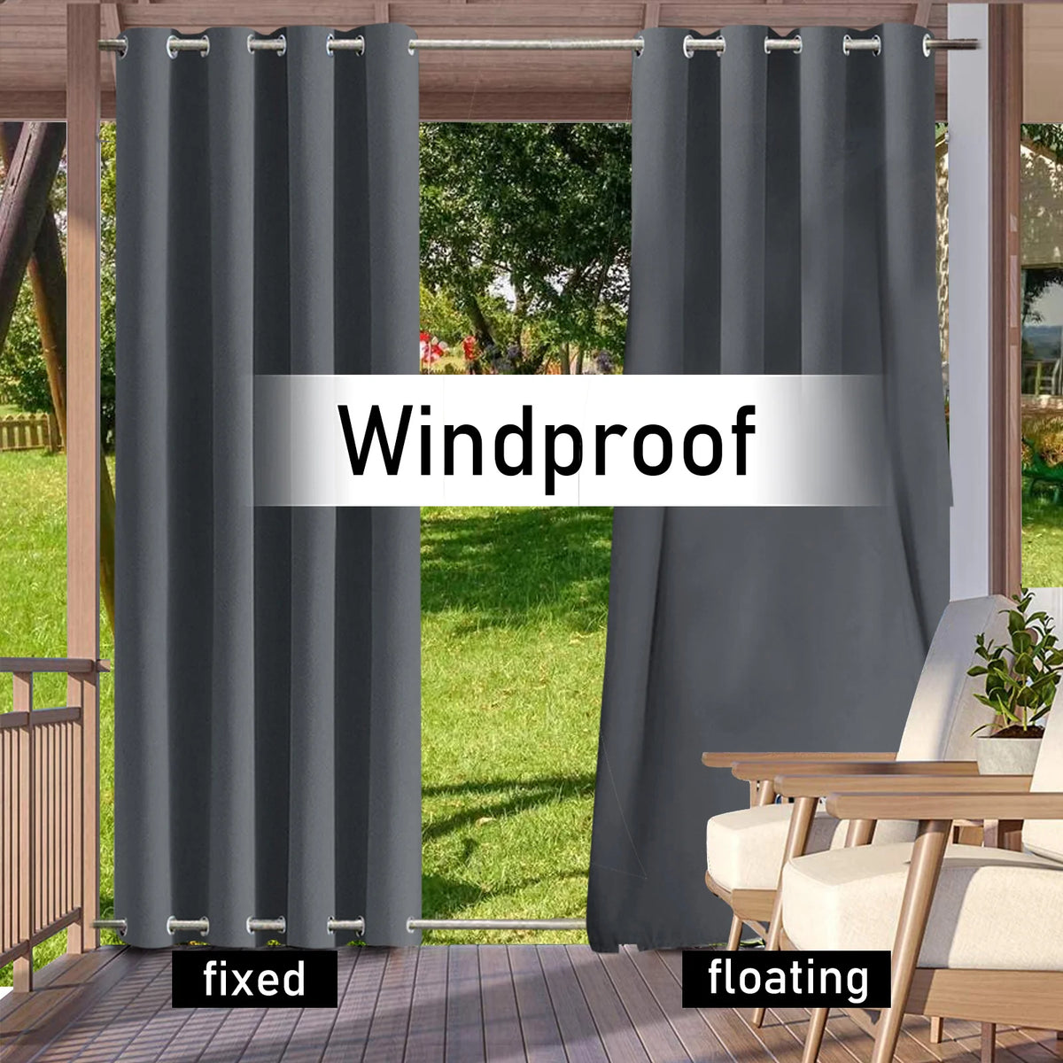 Waterproof Thermal Insulated Patio Outdoor Blackout Window Curtains