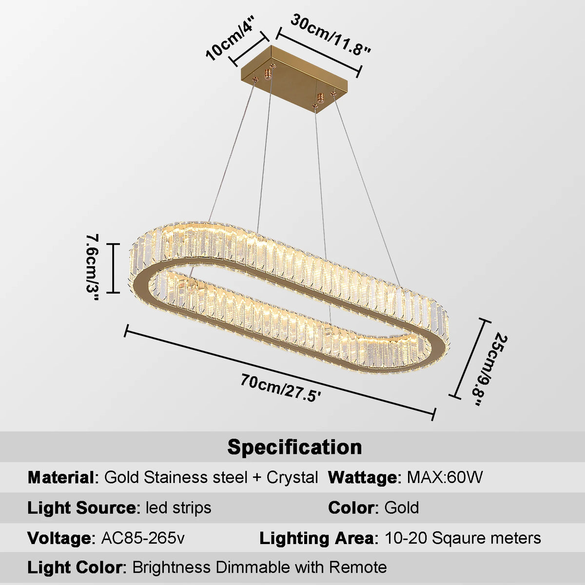 Vetrulus Luxury Crystal Oval Pendant Light Ceiling Lamp