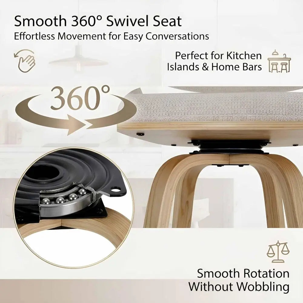 Lism Modern Barrel Swivel Counter Stools With Backrests