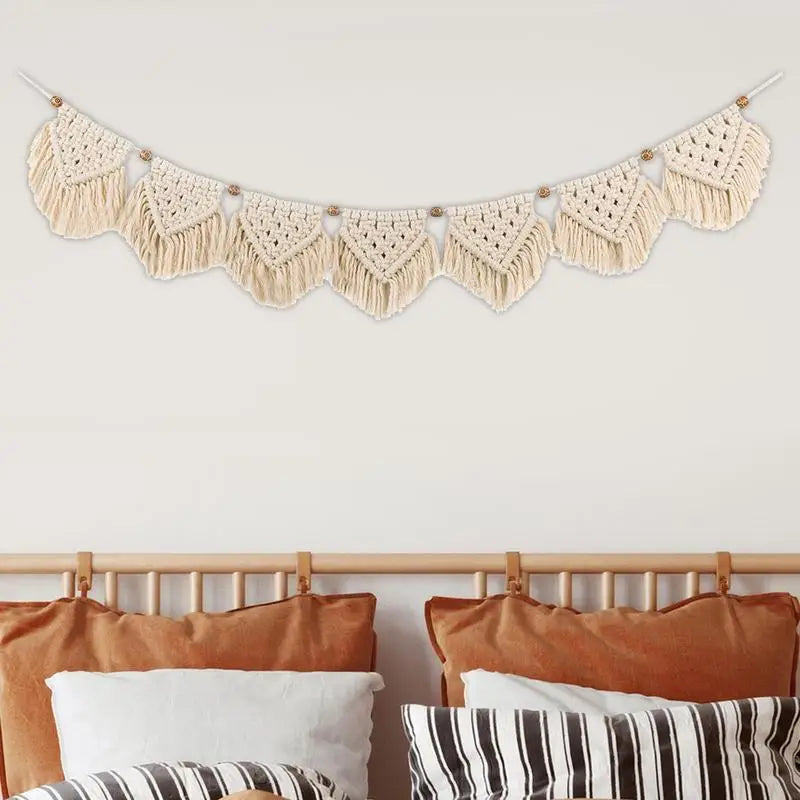 Handwoven Macrame Wall Hanging Boho Tapestry With Cotton Tassels