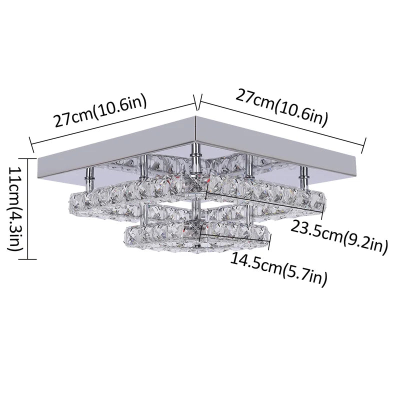 GreeLustr Modern LED Crystal Ring Chandelier Ceiling Light Fixture