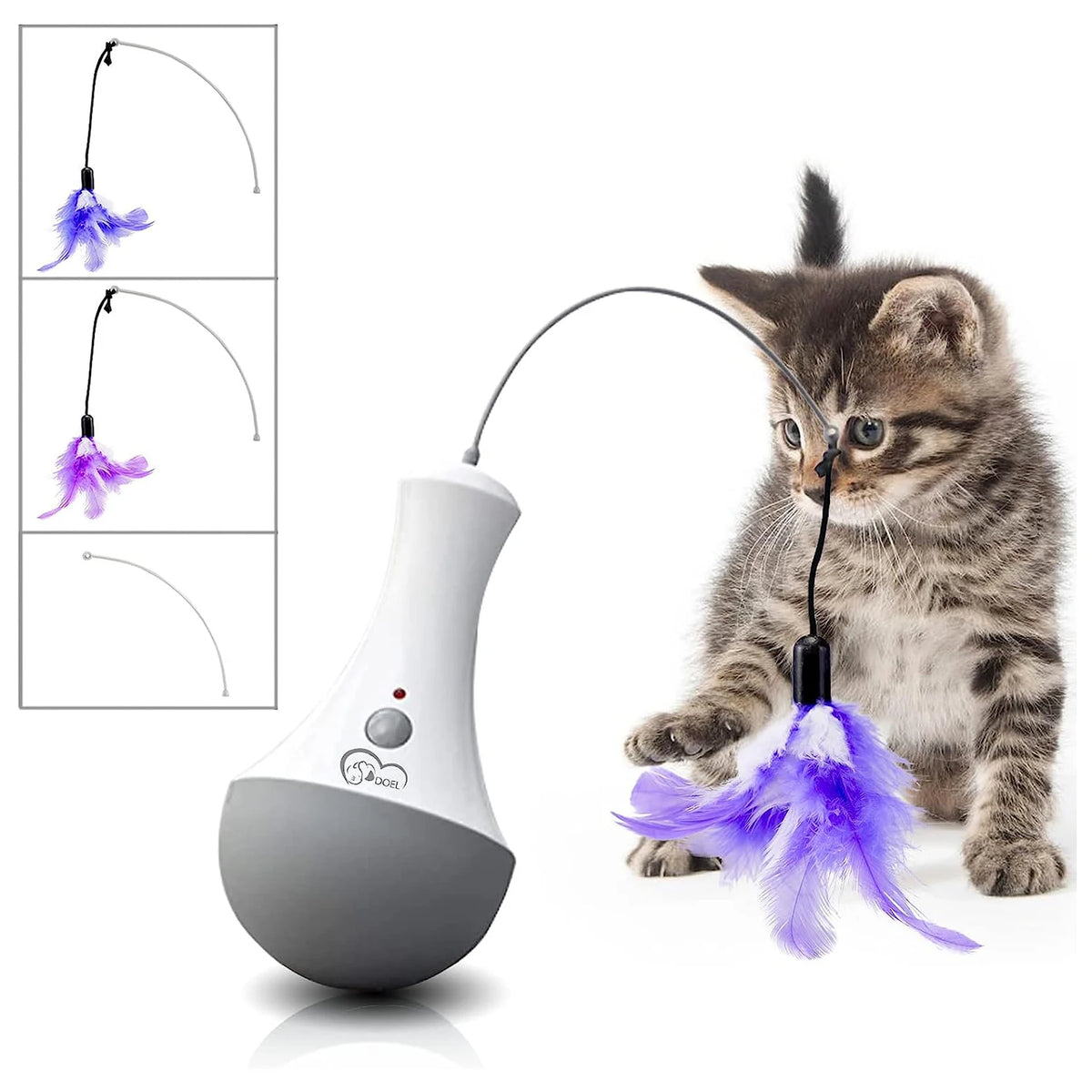 DOEL Interactive Feather Teaser Toy for Cats and Kittens Indoor Play