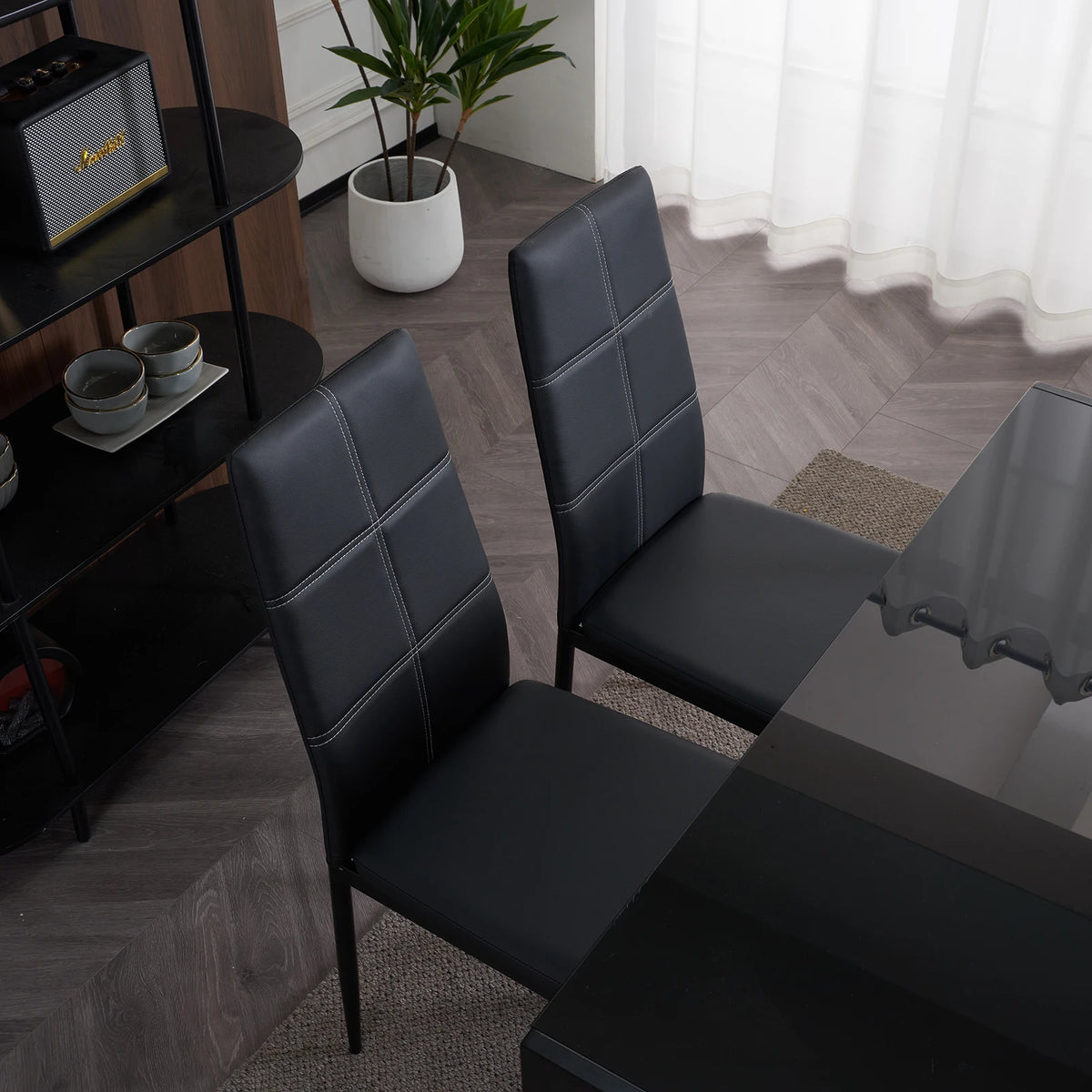 Modern Synthetic Leather High Backrest Dining Chairs