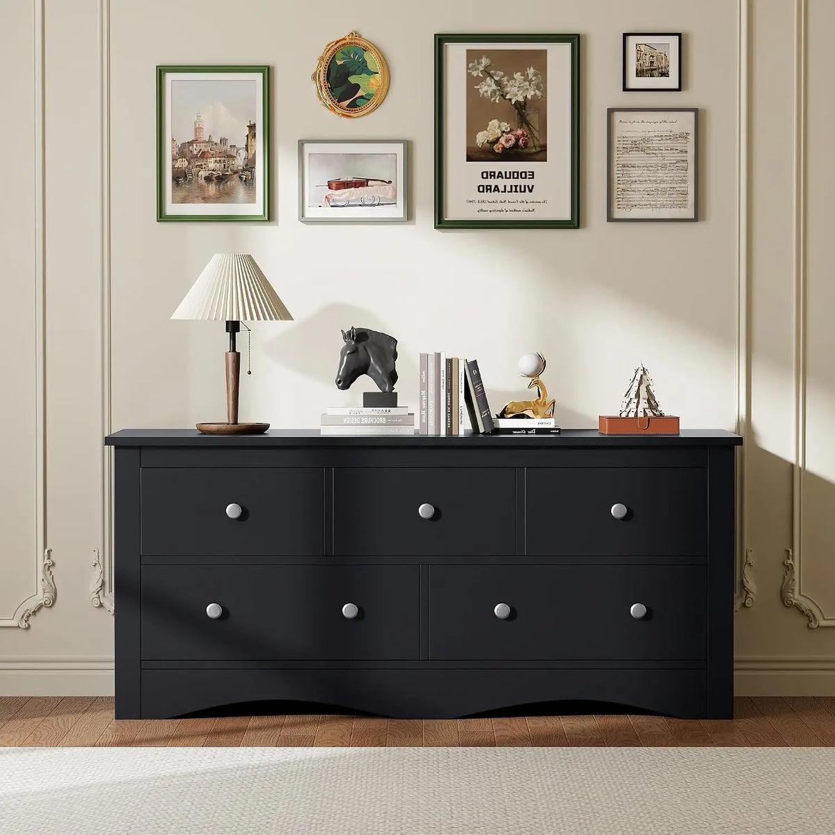 Wooden Five Drawer Bedroom Dresser Versatile Living Room Storage Cabinet