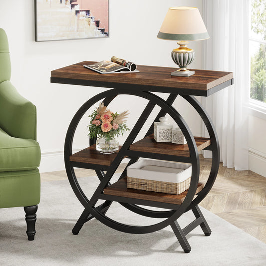 Tribesigns Industrial End Table With Open Storage Shelves For Home