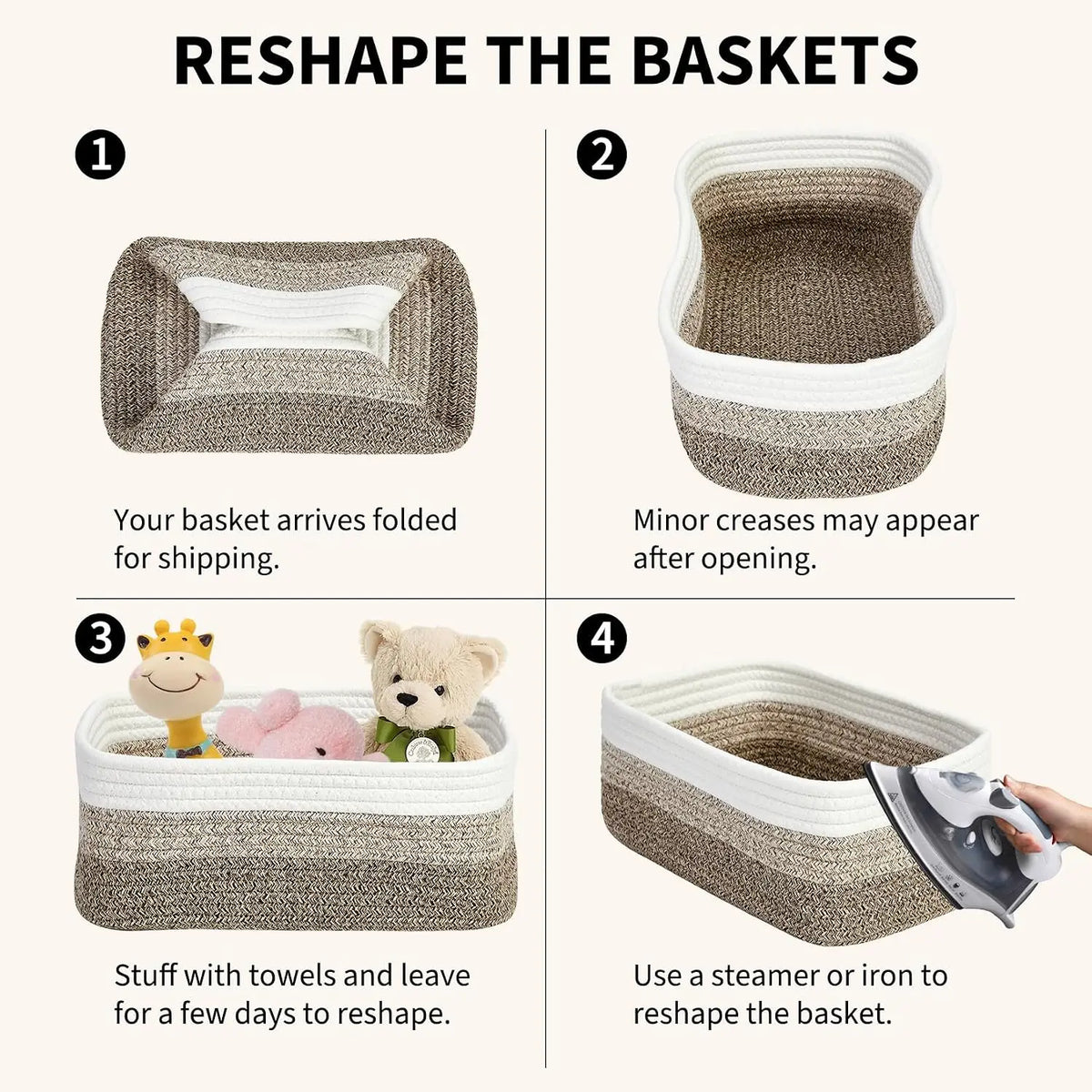 Garvee Woven Cotton Rope Storage Baskets For Shelf Organization