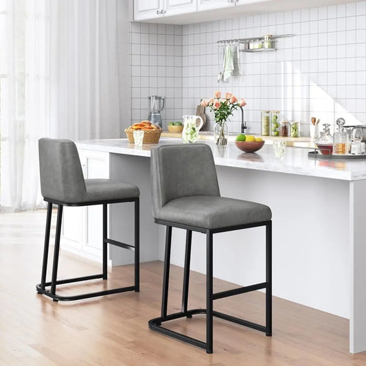 Lism Modern Cushioned Bar Stools With Backrest Set Of Two