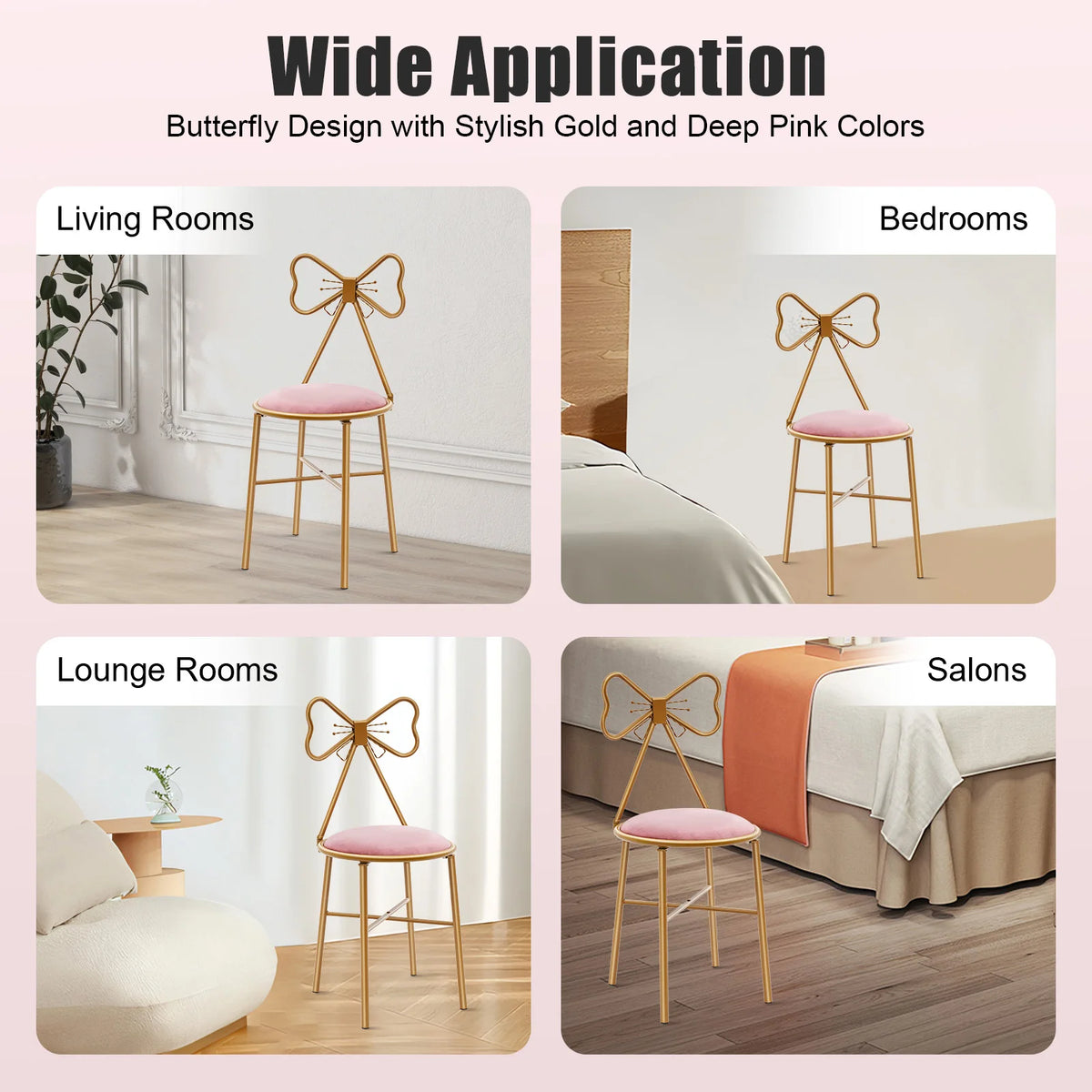 Bymaocar Elegant Butterfly Backrest Dining Chair With Metal Frame