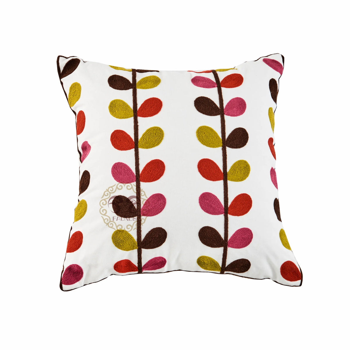 Floral Embroidered Cotton Blend Nordic Style Pillow Cover For Sofa