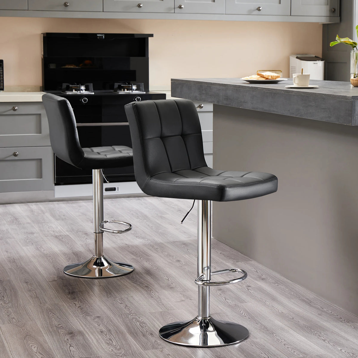 JHK PU Leather Counter Height Upholstered Bar Stools