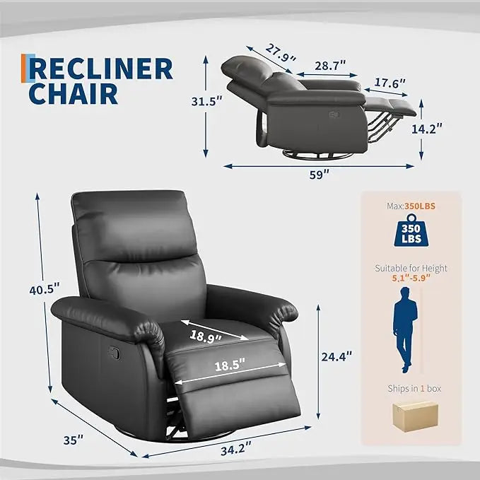 Luxury PU Leather Recliner Rocker Chair For Living Room